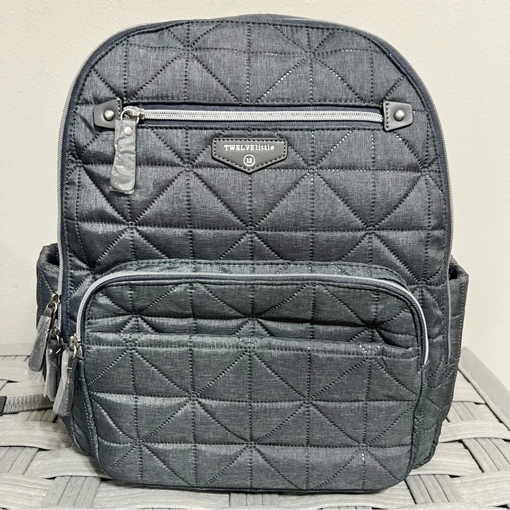 TWELVE little Quilted Gray Companion Diaper Bag Best-Selling Backpack Style NEW